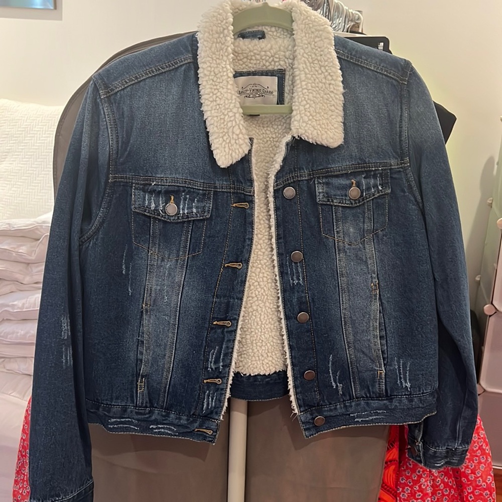 Denim shearling jacket